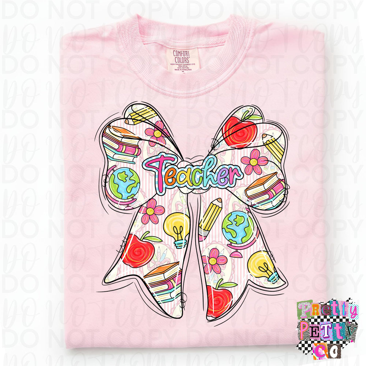 Teacher Coquette Bow T-Shirt – Cute School & Teacher Graphic Tee, Playful Boutique Style Shirt for Women, Fun Classroom-Inspired Everyday Top - Pretty Petty Co