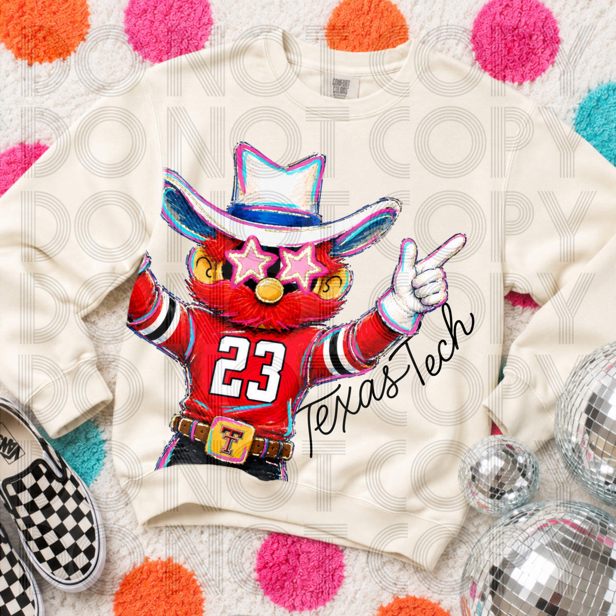 Rockin’ Delulu Mascots – West Texas Red + Black Cowboy Gameday Graphic Tee