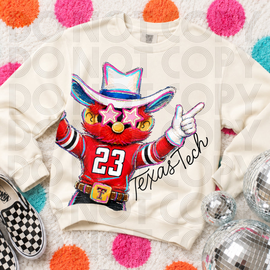 Rockin’ Delulu Mascots – West Texas Red + Black Cowboy Gameday Graphic Tee