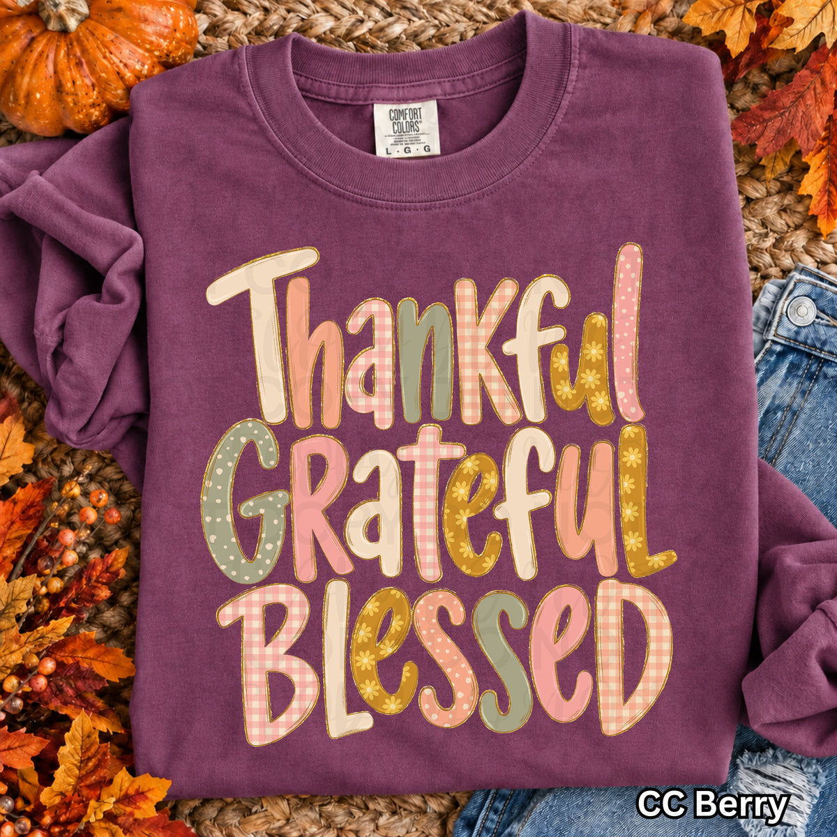 Thankful Grateful Blessed Fall Comfort Colors Shirt