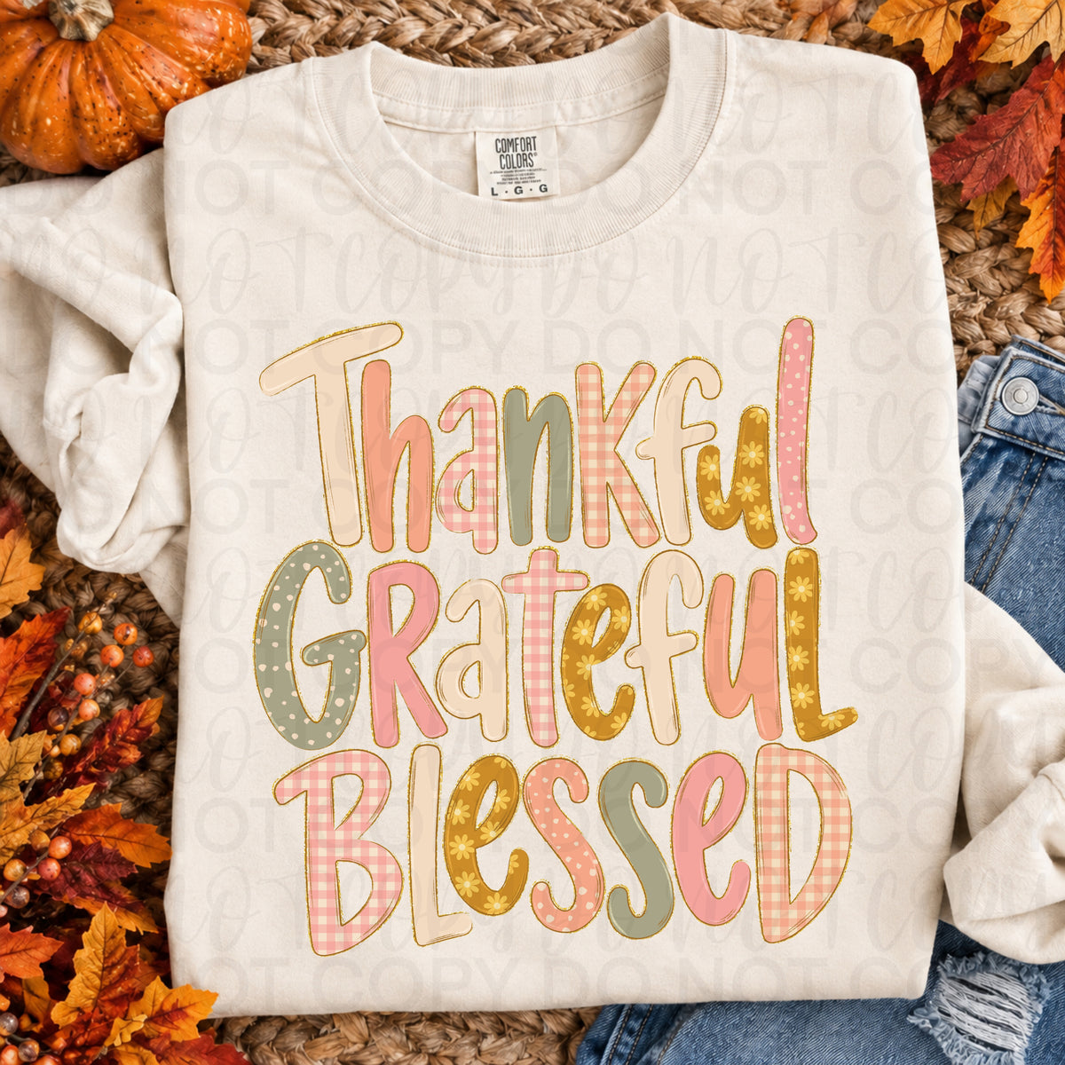 Thankful Grateful Blessed Fall Comfort Colors Shirt