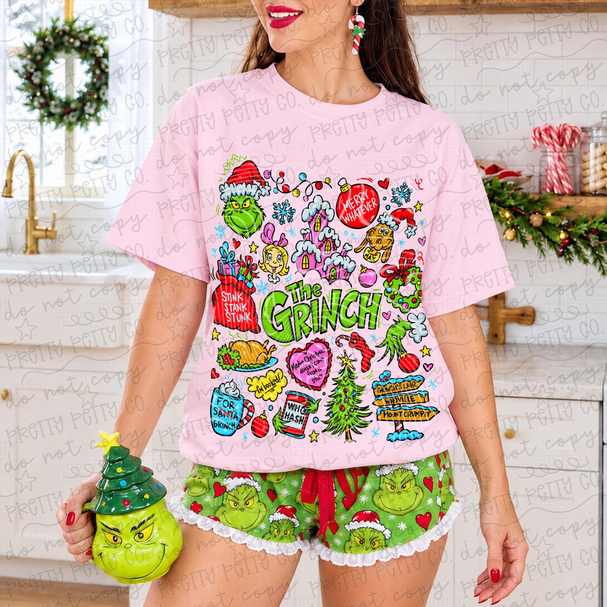 Retro Mean Green Christmas Graphic Tee | Whimsical Holiday Shirt