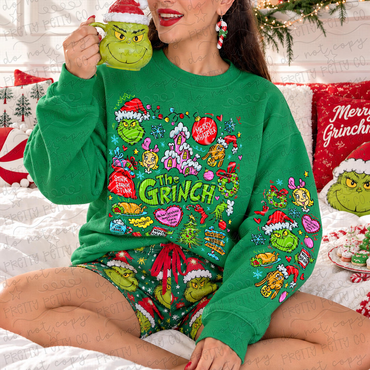 Retro Mean Green Christmas Graphic Tee | Whimsical Holiday Shirt