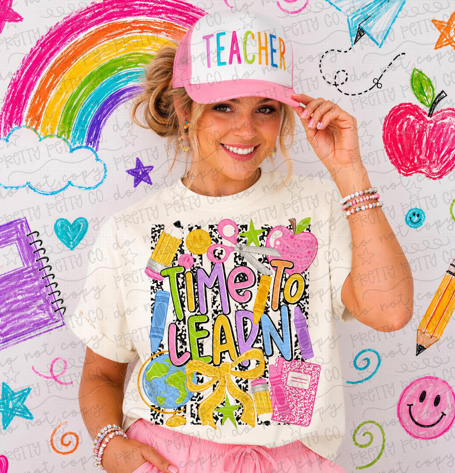 Time to Learn Shirt | Back to School Teacher Tee | Cute School Graphic Tee | First Day of School Shirt | Teacher Gift