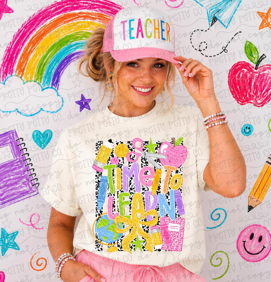 Time to Learn Shirt | Back to School Teacher Tee | Cute School Graphic Tee | First Day of School Shirt | Teacher Gift