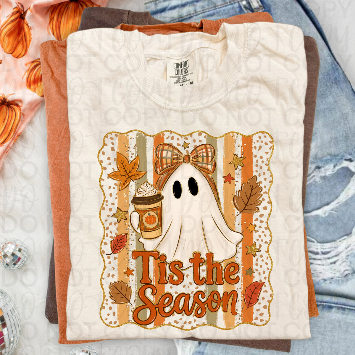 Tis the Season Ghost Shirt | Cute Fall Ghost Graphic Tee | Pumpkin Spice Coffee Halloween Shirt | Cozy Autumn Comfort Colors Tee