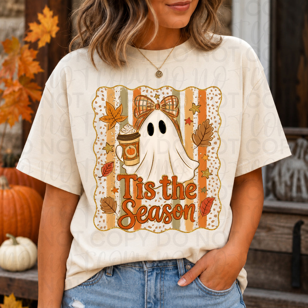 Tis the Season Ghost Shirt | Cute Fall Ghost Graphic Tee | Pumpkin Spice Coffee Halloween Shirt | Cozy Autumn Comfort Colors Tee