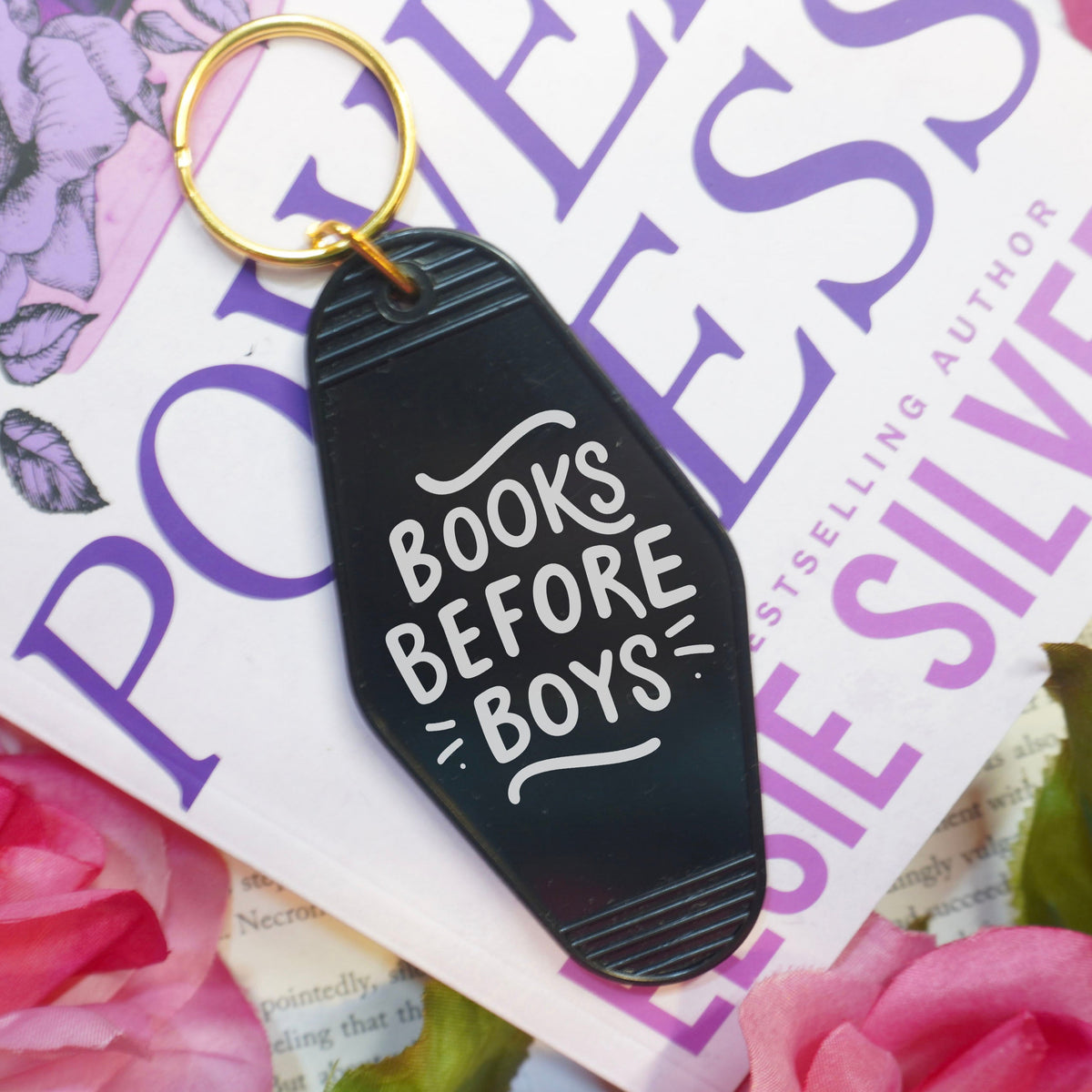 Books Before Boys Retro Motel Keychain
