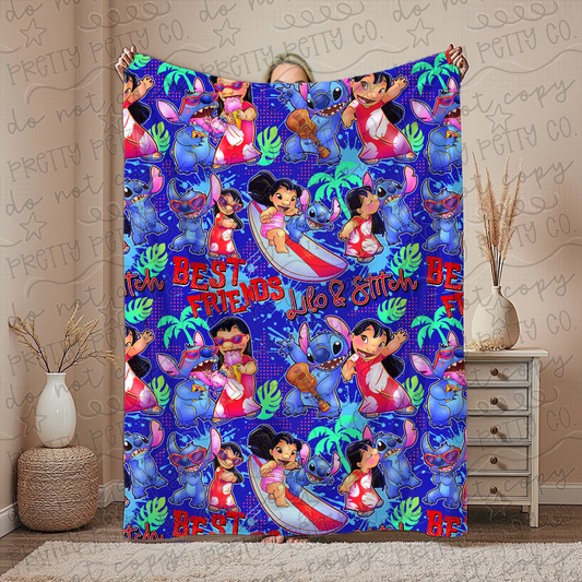 Blue Alien Best Friends Fan Blanket – Plush Throw, Soft Cozy Blanket, Exclusive Edition