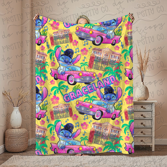 Blue Alien Blanket – Plush Throw, Soft Cozy Nostalgic Fan Blanket, Exclusive Limited Edition