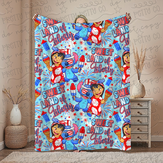Blue Alien Blanket – Plush Throw, Soft Cozy Nostalgic Fan Blanket, Exclusive Limited Edition