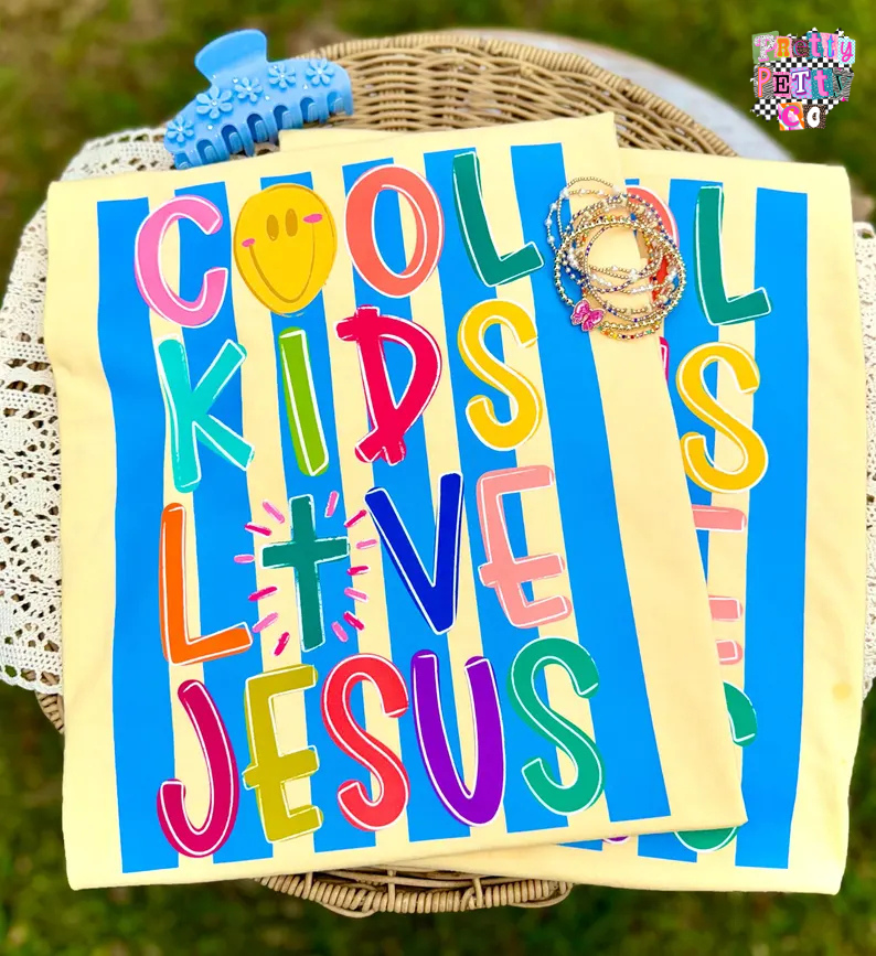 Cool Kids Love Jesus Shirt, Christian Kids Tee, Faith Based Kids Shirt, Religious Graphic Tee for Children - Pretty Petty Co