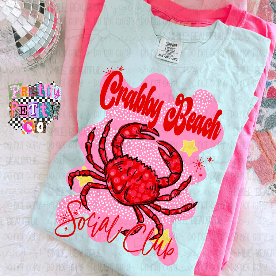 Crabby Beach Graphic Tee for Women – Cute Coastal Crab Shirt – Summer Beach Vibes T‑Shirt – Coastal Ocean Graphic Top - Pretty Petty Co