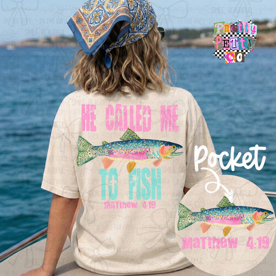 He Called Me to Fish Graphic Tee for Women – Christian Faith Shirt – Cute Fishing Graphic T‑Shirt – Outdoor Scripture Inspired Top - Pretty Petty Co
