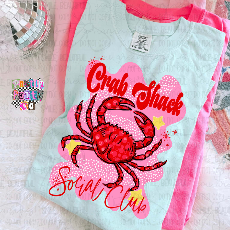 Crabby Shack Graphic Tee for Women – Cute Coastal Beach Shirt – Summer Seafood Shack Vibes T‑Shirt – Coastal Graphic Top - Pretty Petty Co