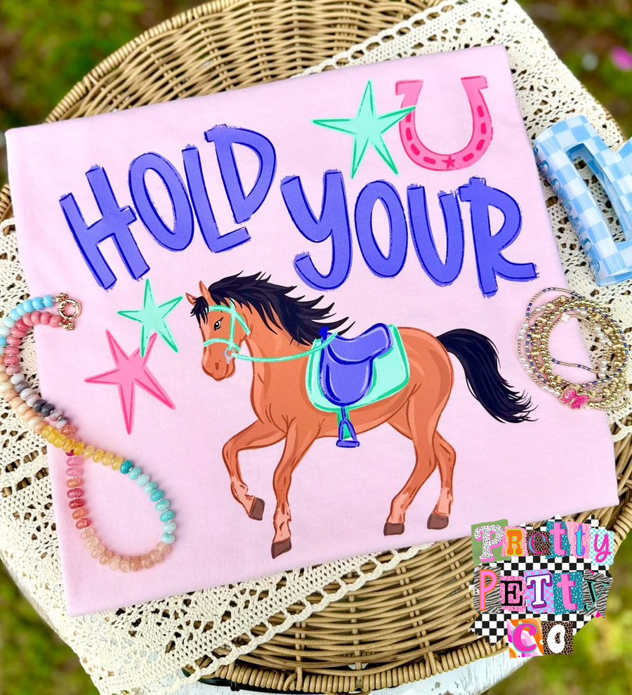 Hold Your Horses Tee, Calm Down Cowboy Shirt, Funny Western Graphic Tee, Comfort Colors, Unisex Fit - Pretty Petty Co