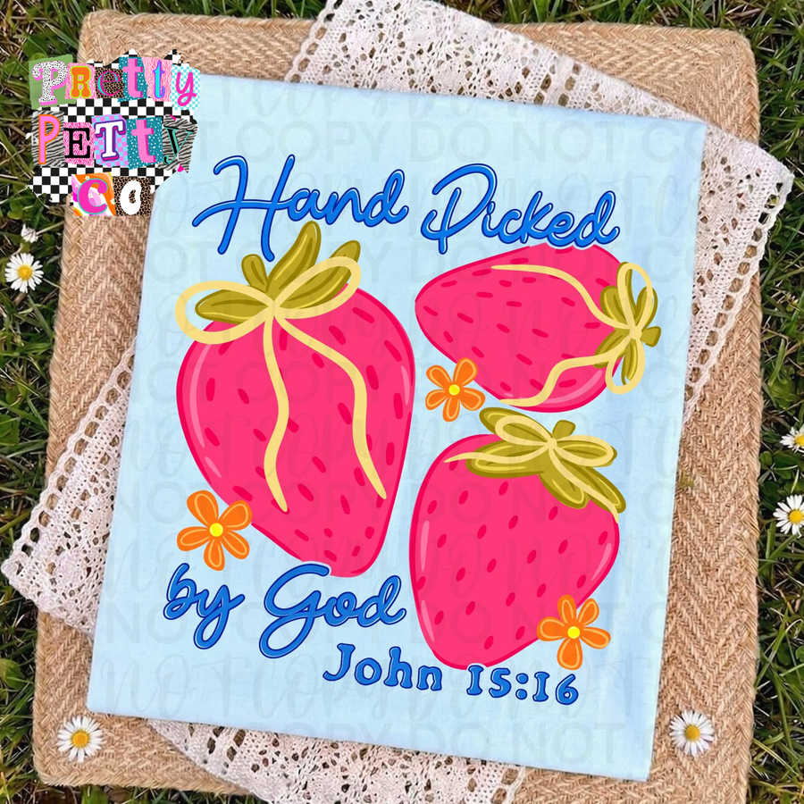 Hand Picked by God Graphic Tee, Religious Shirt, Christian Saying Tee, Boutique Faith Shirt, Comfort Colors - Pretty Petty Co