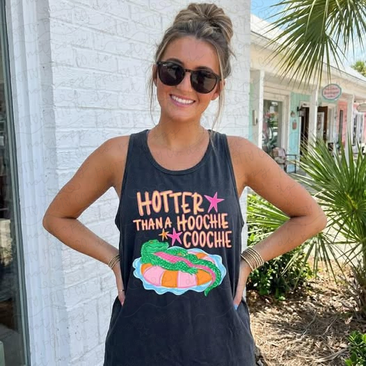 Hotter Than a Hoochie Coochie Tank Top, Funny Southern Saying Shirt, Country Humor Tank, Comfort Colors - Pretty Petty Co