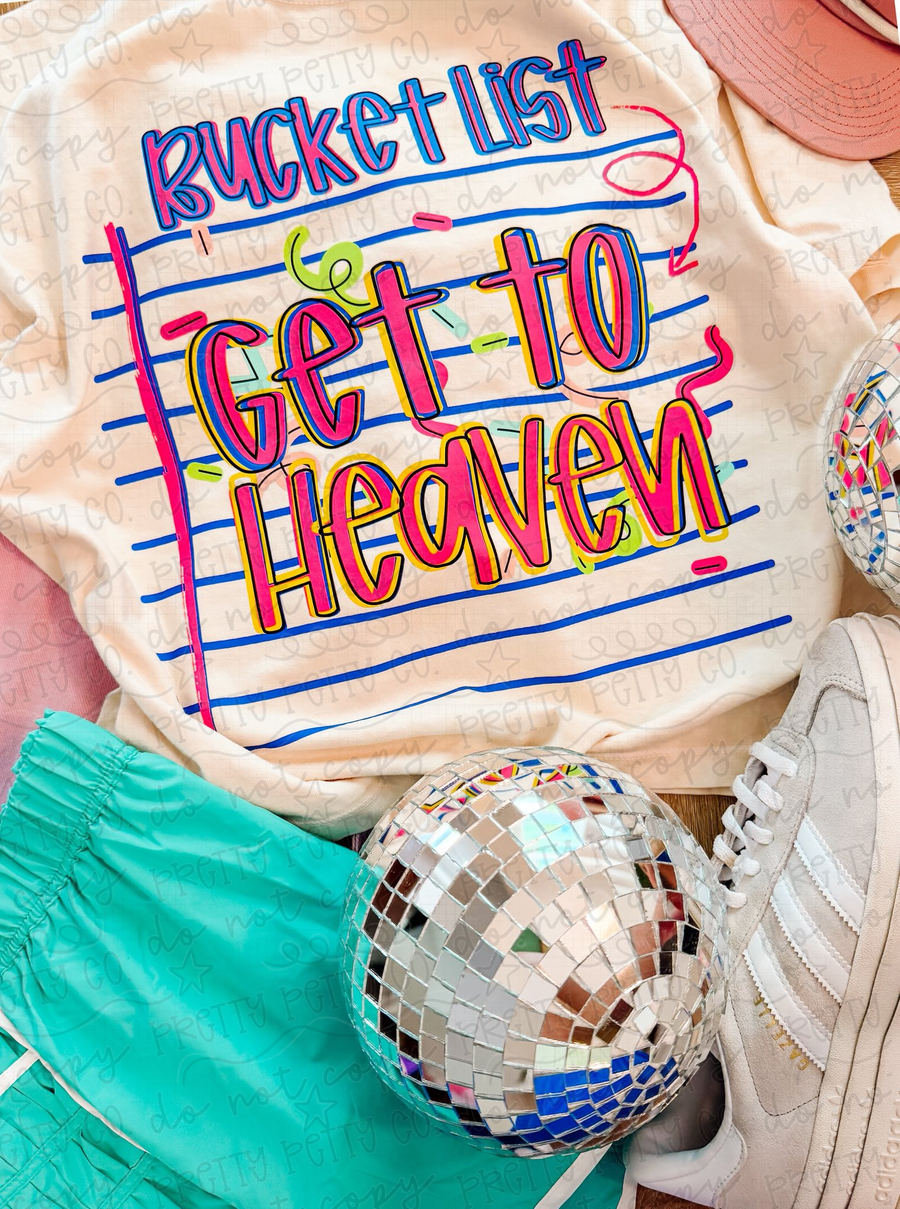Bucket List Get to Heaven Comfort Colors Graphic Tee, Faith Based Inspirational Shirt, Trendy Boutique Style, Adult & Youth Sizes - Pretty Petty Co