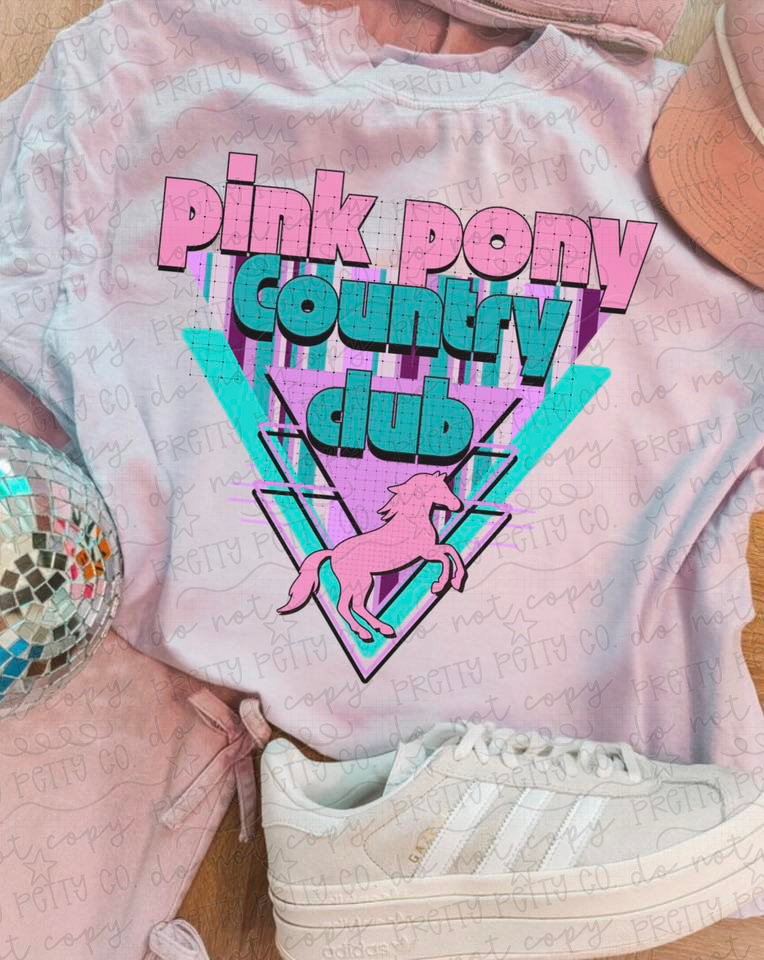 Pink Pony Country Club Comfort Colors Graphic Tee, Western Coquette Cowgirl Shirt, Trendy Boutique Style, Adult & Youth Sizes - Pretty Petty Co