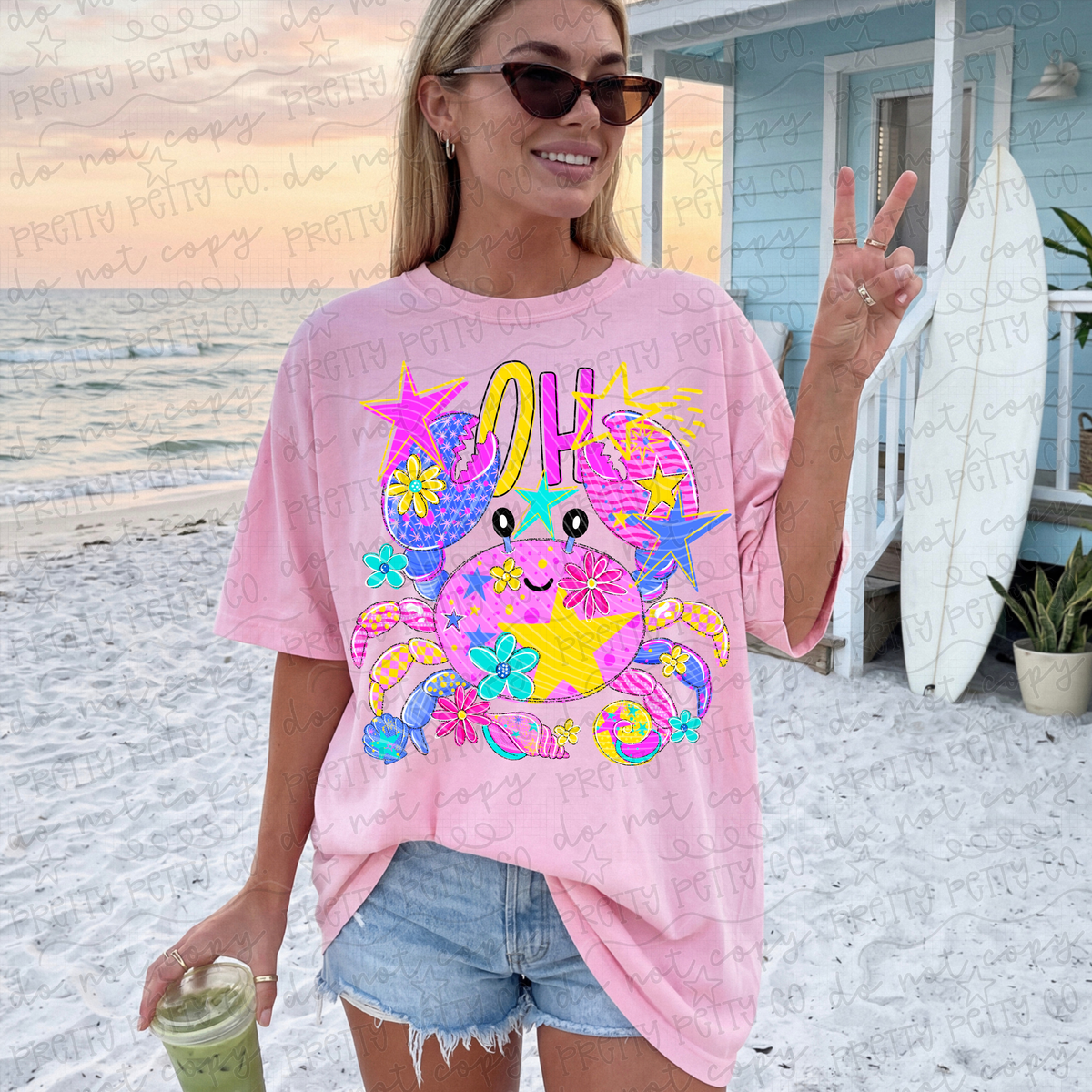 Oh Crab Funny Shirt, Vintage Crab Graphic Tee, Cute Ocean Animal Pun T-Shirt, Funny Beach Humor Tee for Women and Kids - Pretty Petty Co