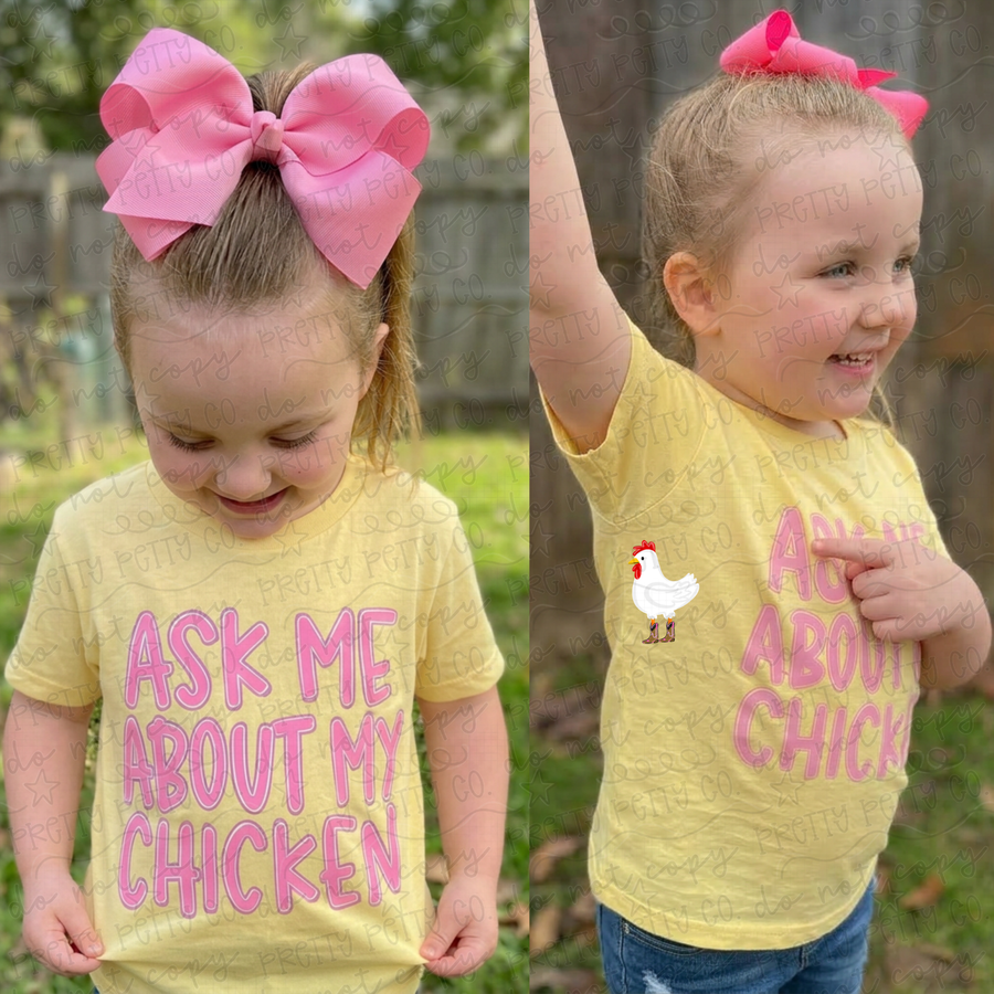 Ask Me About My Chicken Shirt, Funny Farm Life Tee, Country Livestock Humor Graphic T Shirt - Pretty Petty Co