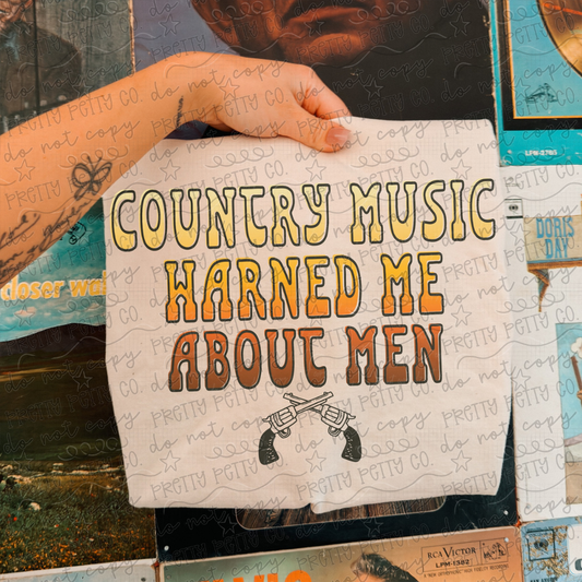 Country Music Warned Me About Men Graphic Tee | Funny Southern Country Shirt | Western Tee