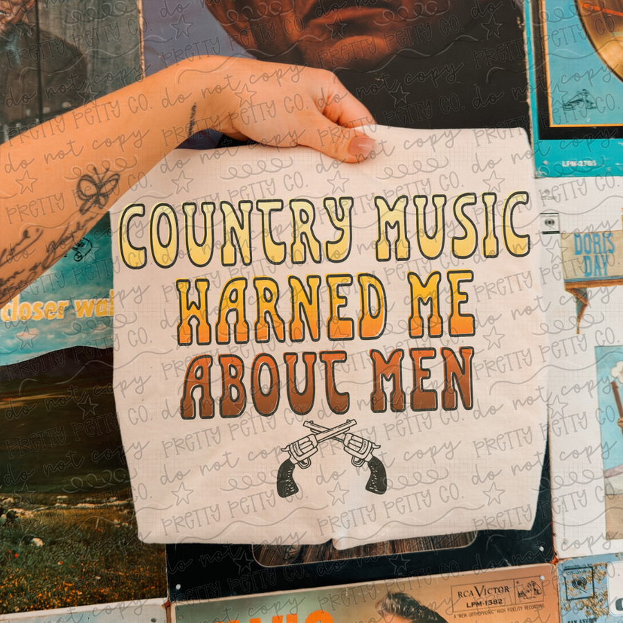 Country Music Warned Me About Men Graphic Tee | Funny Southern Country Shirt | Western Tee