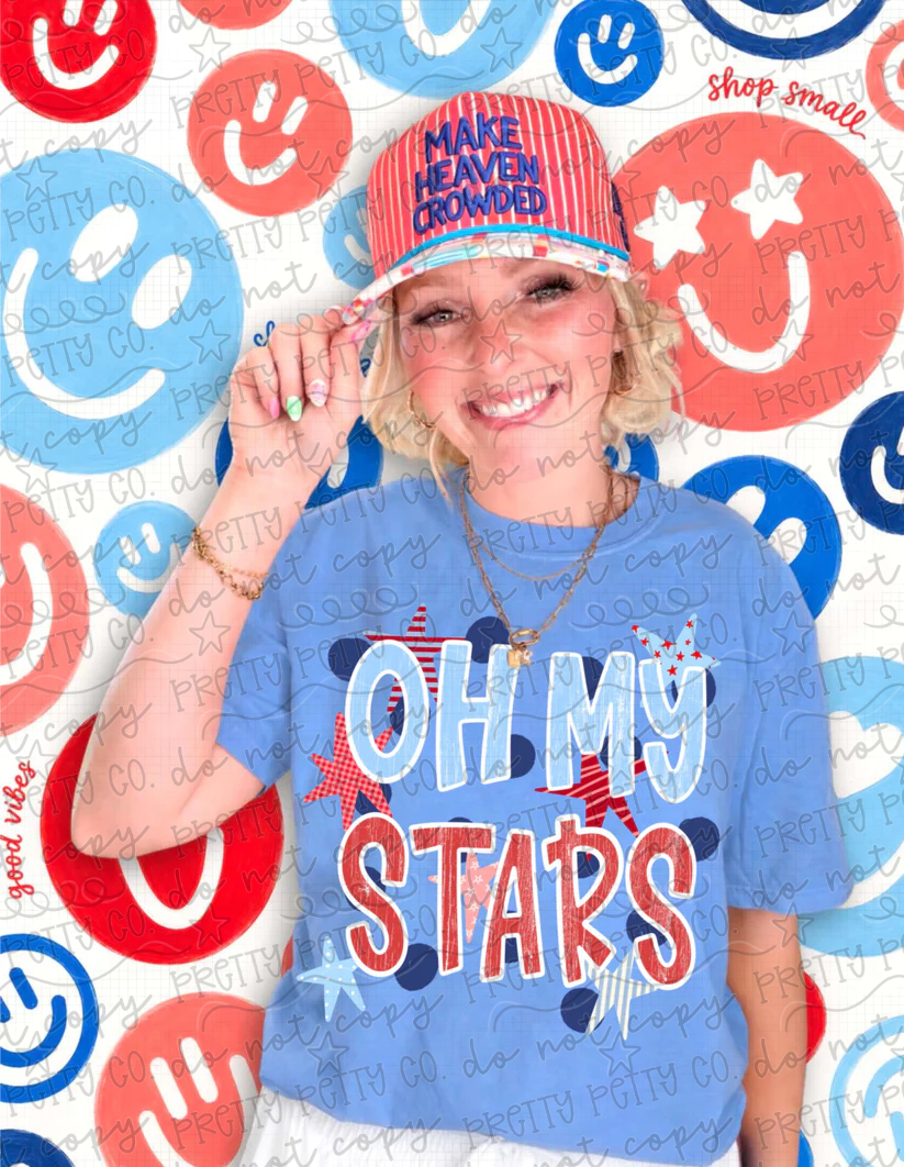 Oh My Stars Patriotic Tee | Cute Red White and Blue 4th of July Shirt