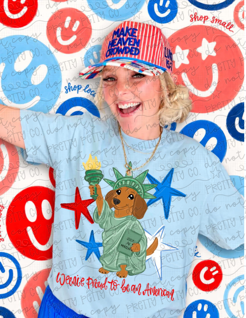 Weenie Proud to Be an American Shirt | Patriotic Dachshund 4th of July Tee for Dog Lovers
