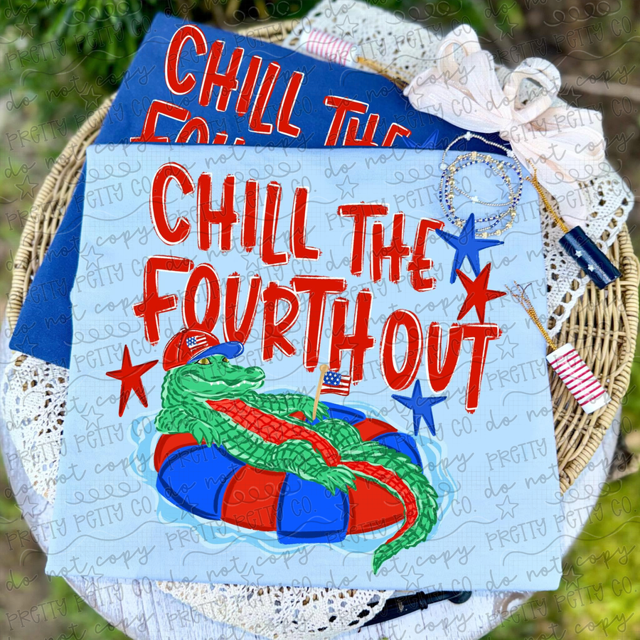Chill the Fourth Out Gator Shirt | Funny Patriotic Alligator 4th of July Tee