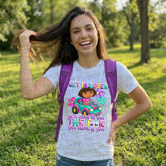 Get In Loser Funny Parody Shirt | Adult Cartoon Inspired Graphic Tee | Sarcastic Humor Shirt | Trendy Meme Apparel | Funny Gift