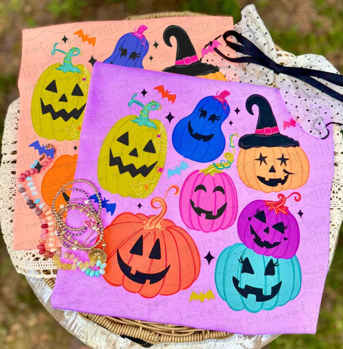 Cute Colorful Halloween Pumpkins Shirt | Retro Jack O' Lantern Graphic Tee | Bright Fall Pumpkin T-Shirt | Trendy Spooky Season Apparel