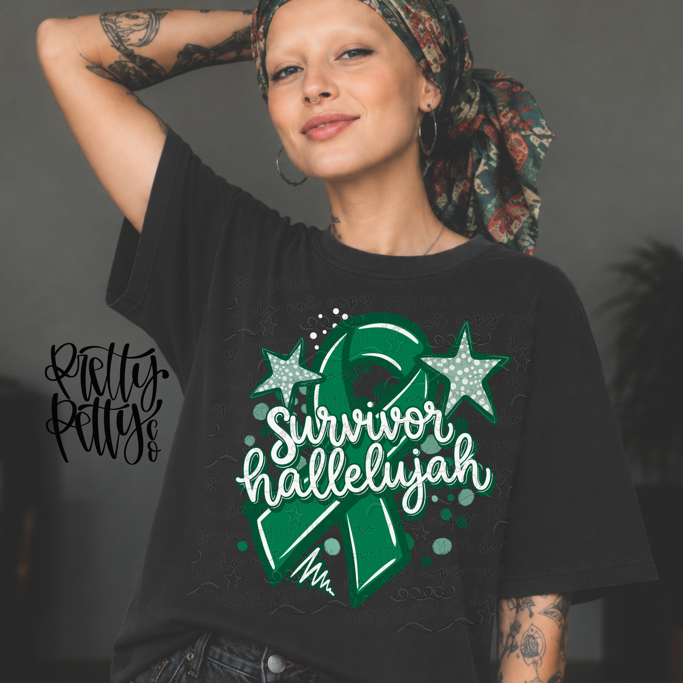 Ovarian Cancer Awareness Survivor Hallelujah Teal Ribbon Graphic Tee 🩵