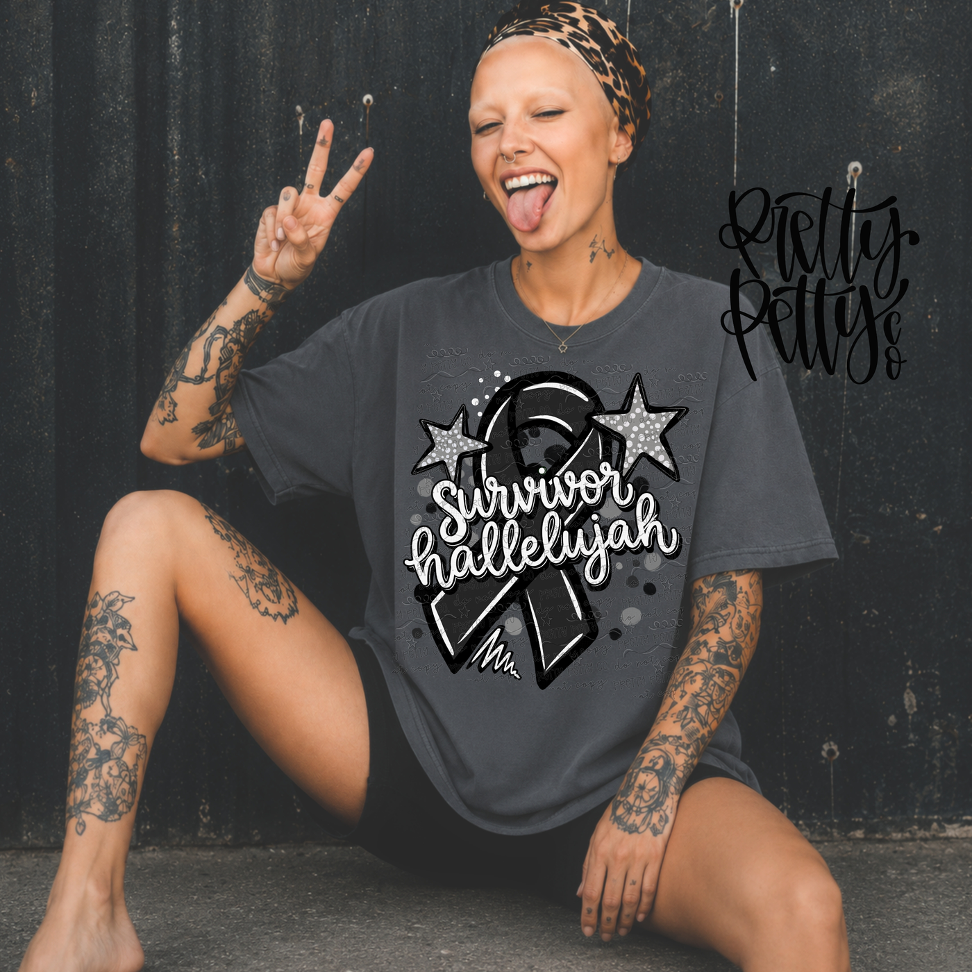 Melanoma Awareness Survivor Hallelujah Black Ribbon Graphic Tee