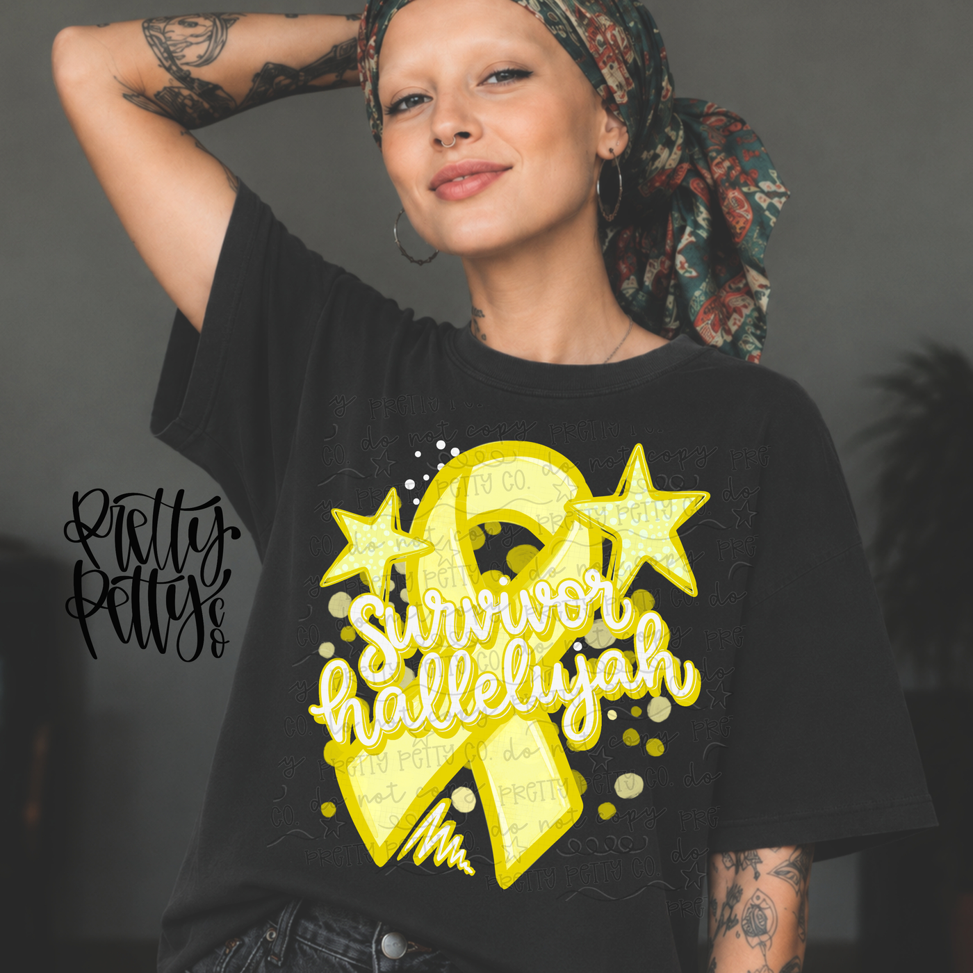 Yellow Awareness Survivor Hallelujah Ribbon Graphic Tee