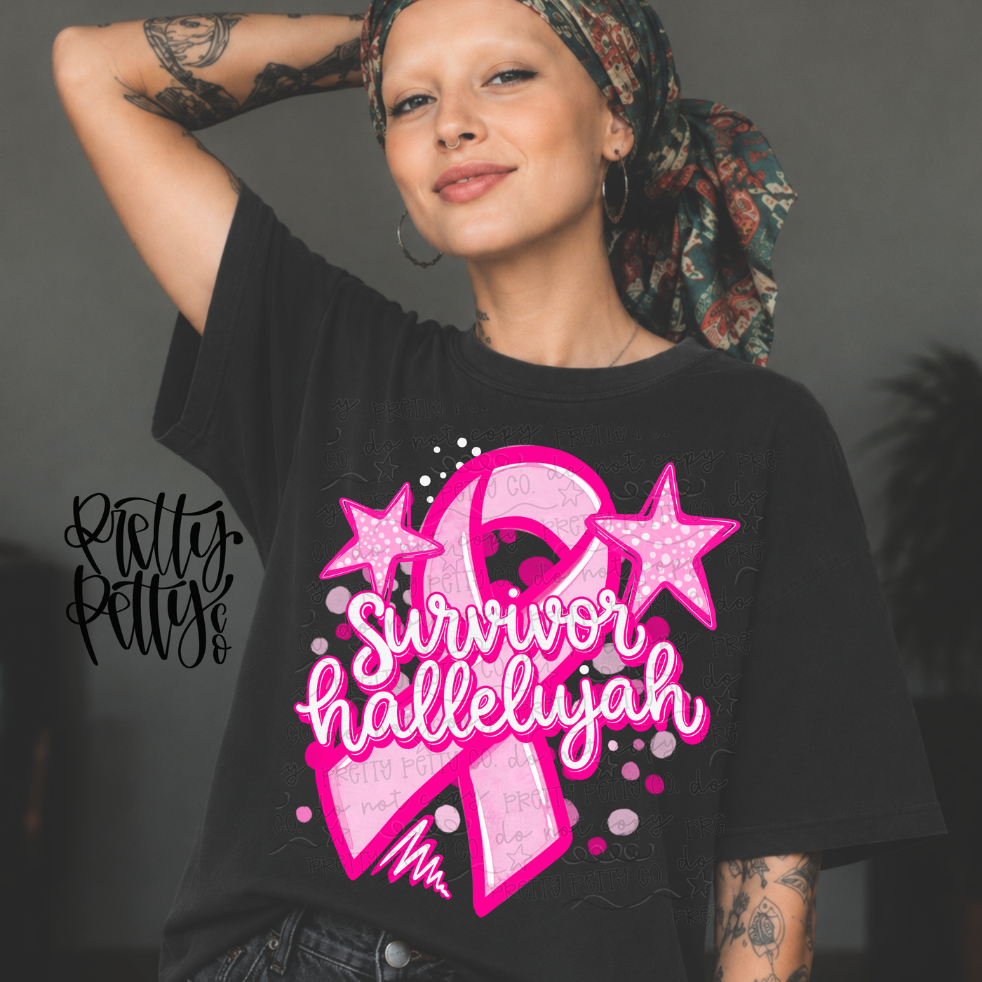 Breast Cancer Awareness Survivor Hallelujah Pink Ribbon Graphic Tee
