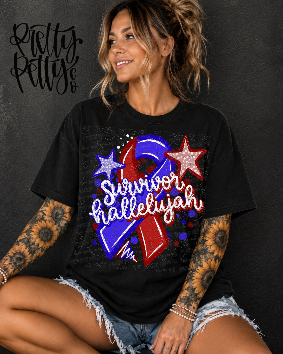 Red & Blue Awareness Survivor Hallelujah Ribbon Graphic Tee