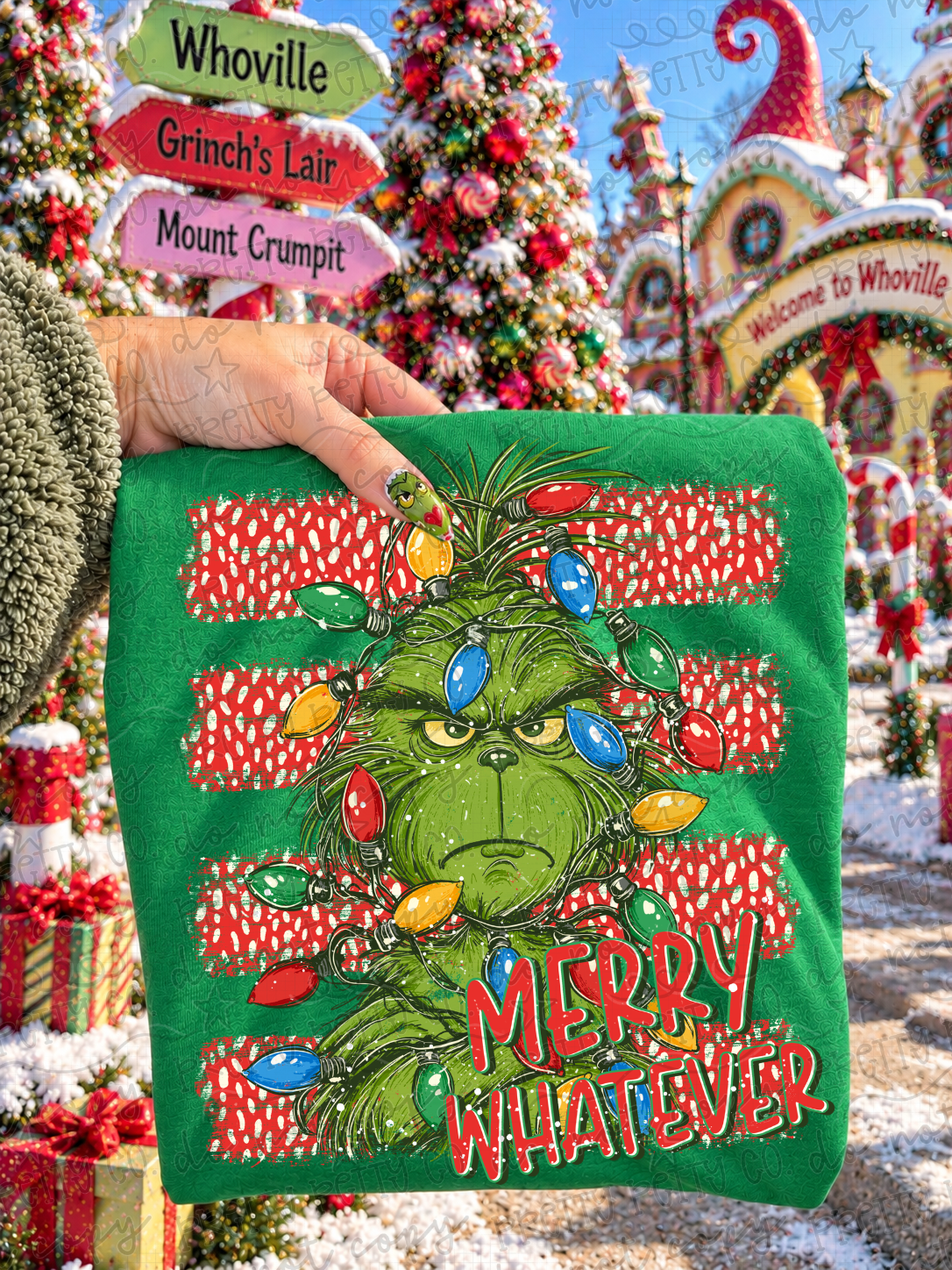Merry Whatever Green Guy Christmas Graphic Tee