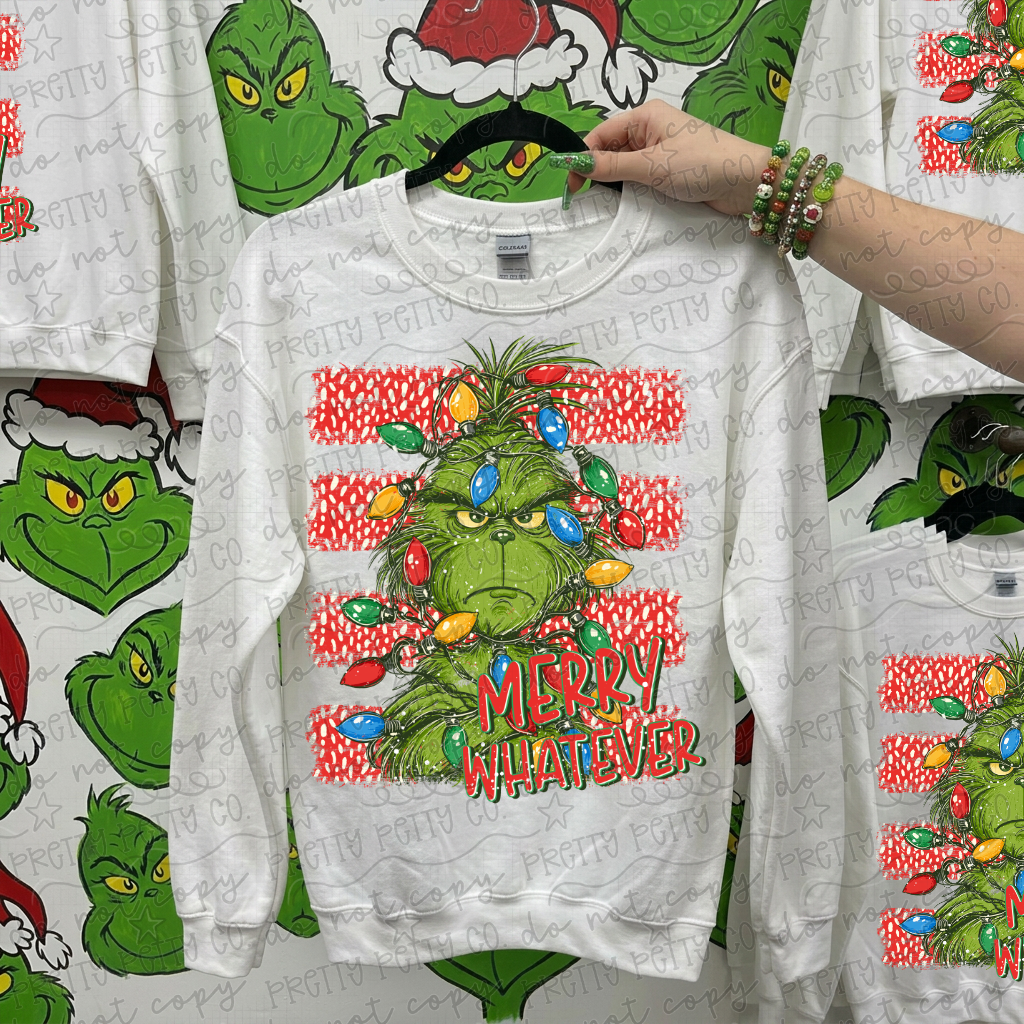 Merry Whatever Green Guy Christmas Sweatshirt