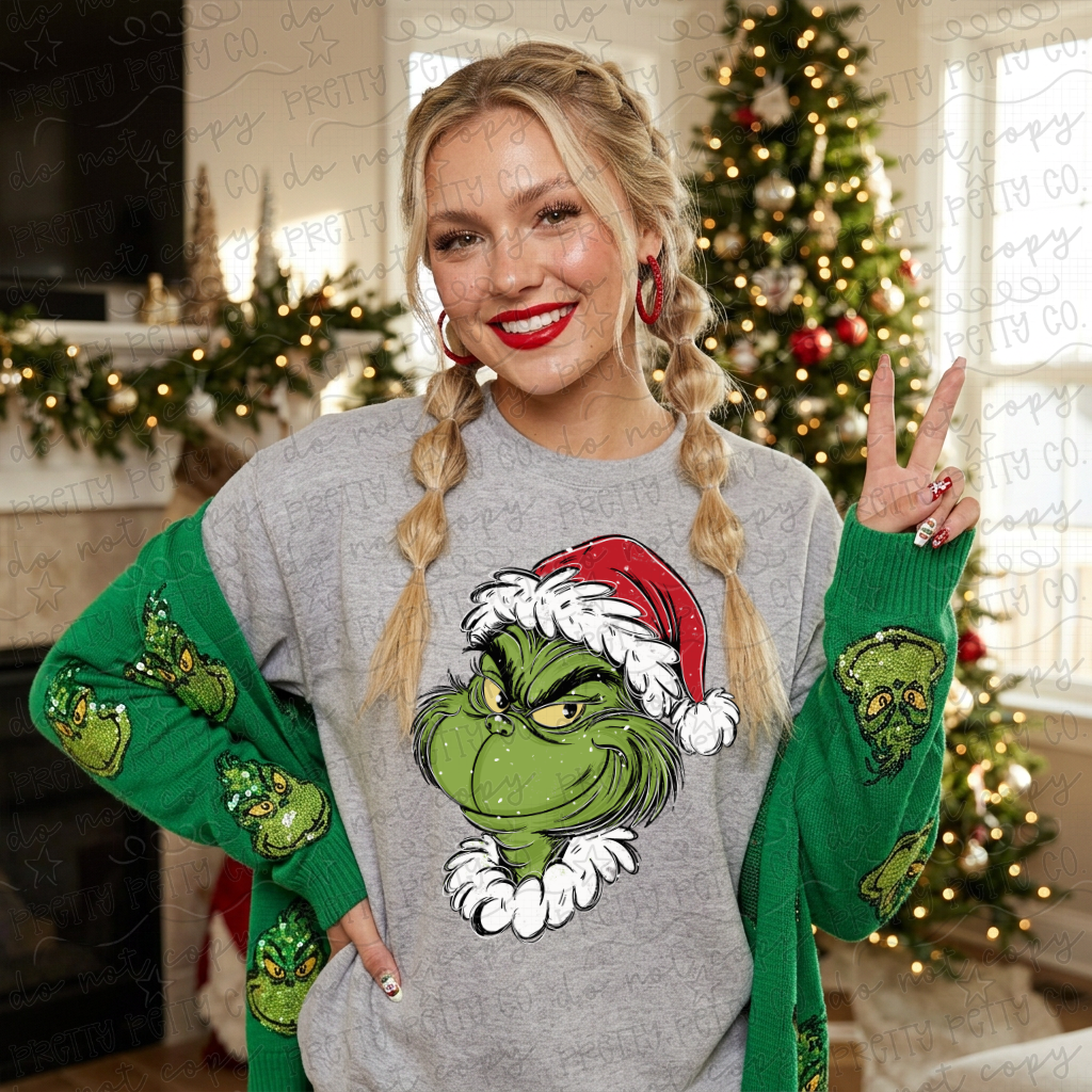 Mean Guy Santa Hat Christmas Graphic Tee