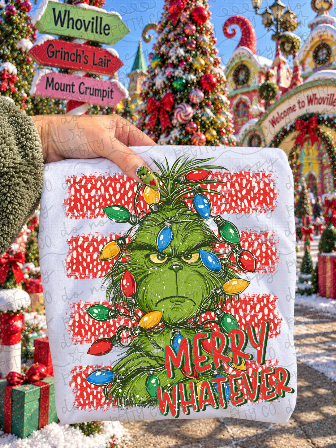 Merry Whatever Green Guy Christmas Graphic Tee