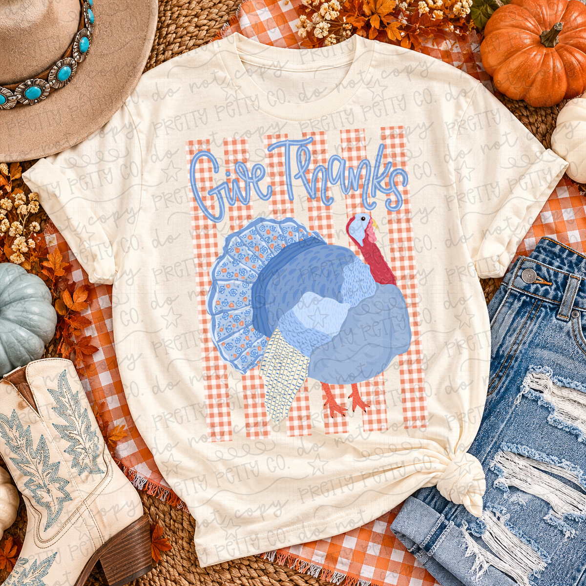 Give Thanks Turkey Thanksgiving Shirt – Western Fall Graphic Tee