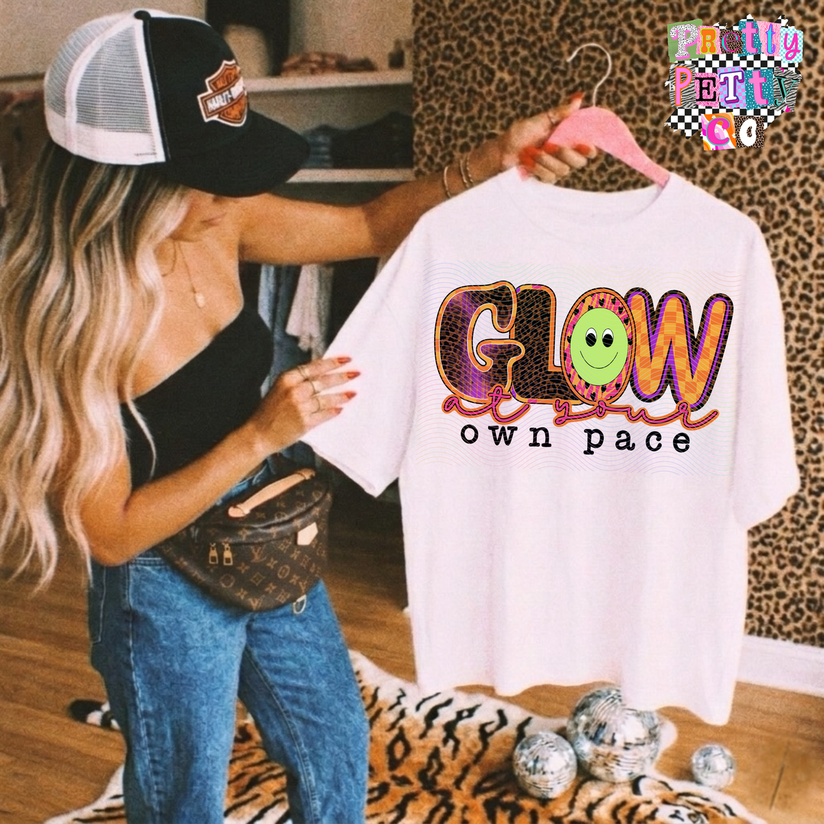 Glow At Your Own Pace Tee | Mental Health Awareness Shirt | Self Growth Affirmation Tee - Pretty Petty Co
