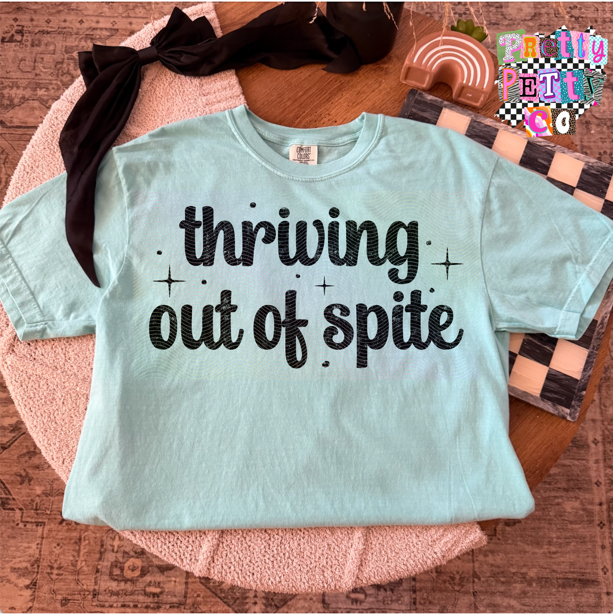 Surviving Out of Spite Shirt – Funny Sarcastic Graphic Tee – Petty Quote T-Shirt for Women – Dark Humor Apparel – Trendy Statement Tee - Pretty Petty Co