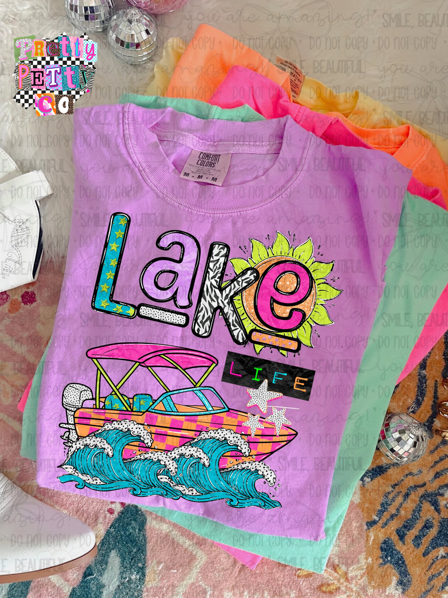 Lake Life Shirt for Women – Cute Summer Graphic Tee – Lake Days, Sunshine & Boat Life Vibes T‑Shirt – Outdoor Adventure Top - Pretty Petty Co
