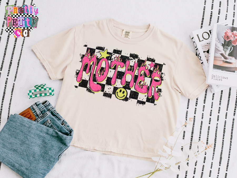 Mother Checkered Aesthetic Shirt | Pink Mom Top | Family Coordinated Tee - Pretty Petty Co