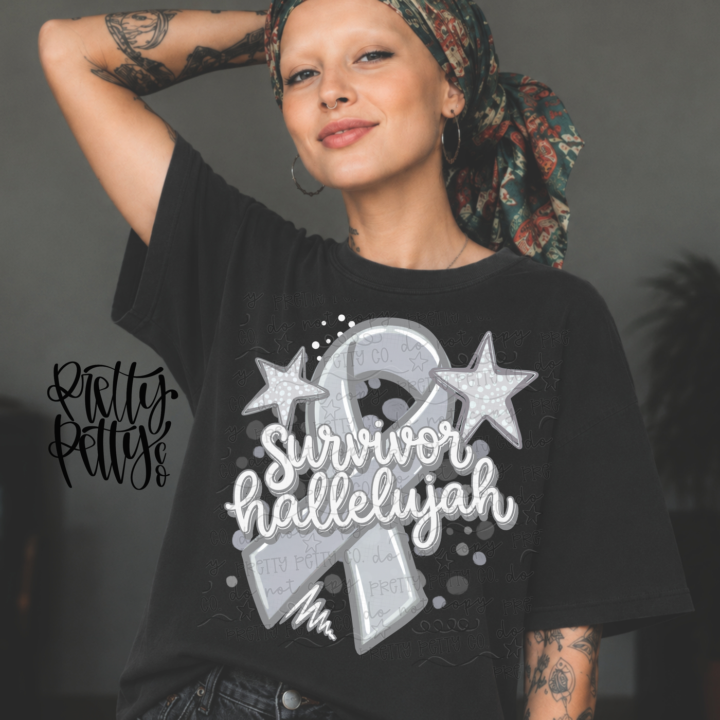 Brain Cancer Awareness Survivor Hallelujah Gray Ribbon Graphic Tee 🩶