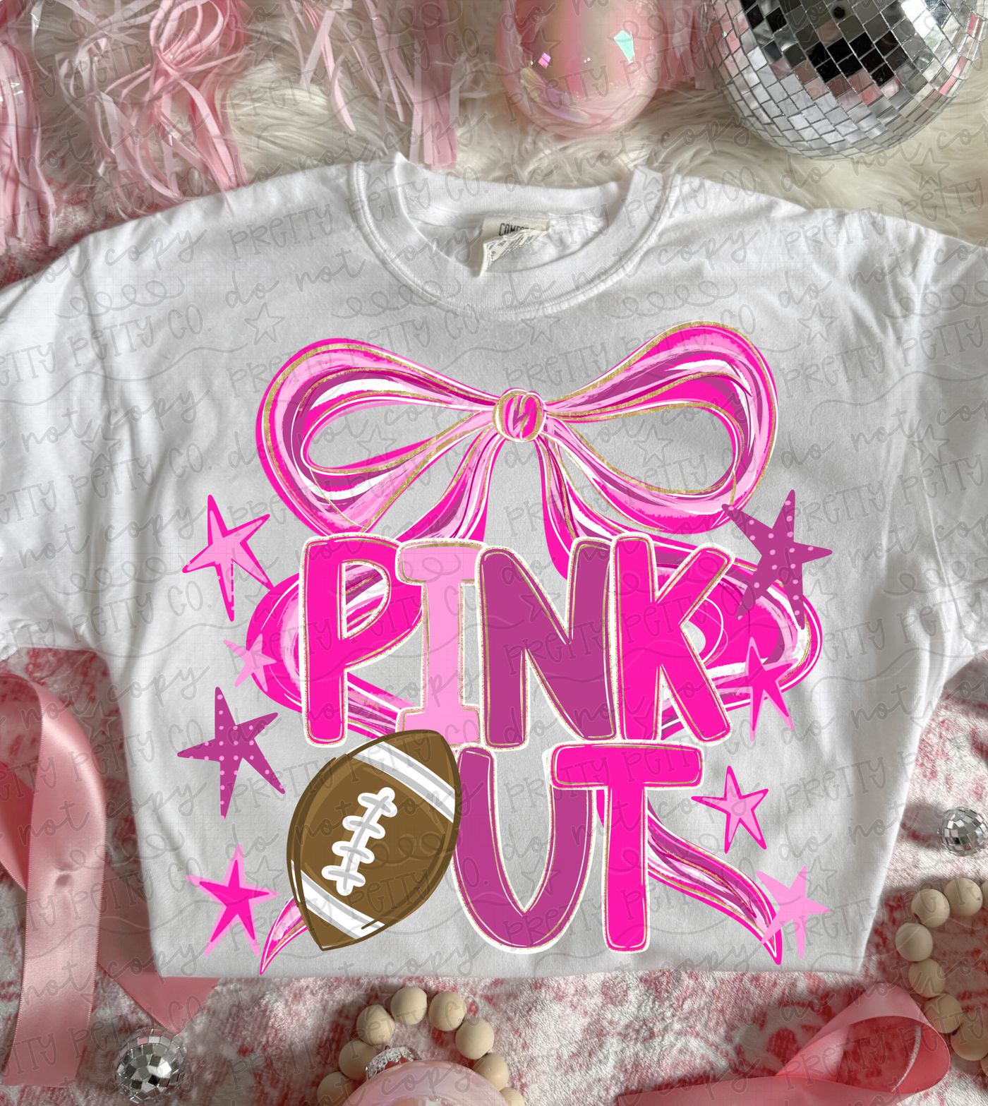 Pink Out Football Shirt | Breast Cancer Awareness Game Day Tee | Pink Ribbon Football Graphic Shirt | October Football Awareness Tee