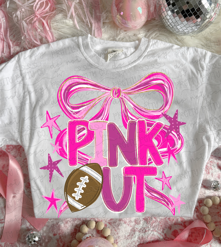 Pink Out Football Shirt | Breast Cancer Awareness Game Day Tee | Pink Ribbon Football Graphic Shirt | October Football Awareness Tee